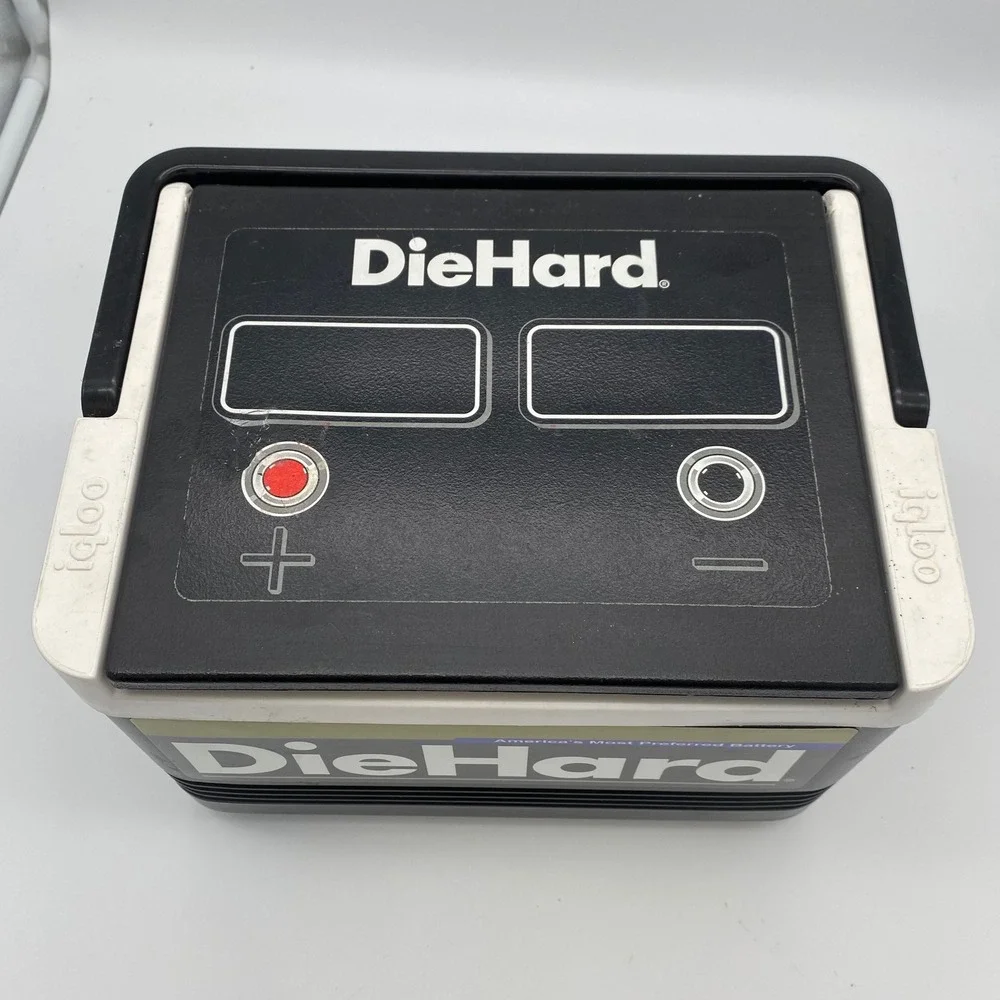 Igloo DieHard Battery Novelty Personal Cooler Black White Retro Automotive Style